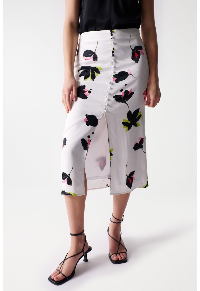 Fusta midi cu slit frontal