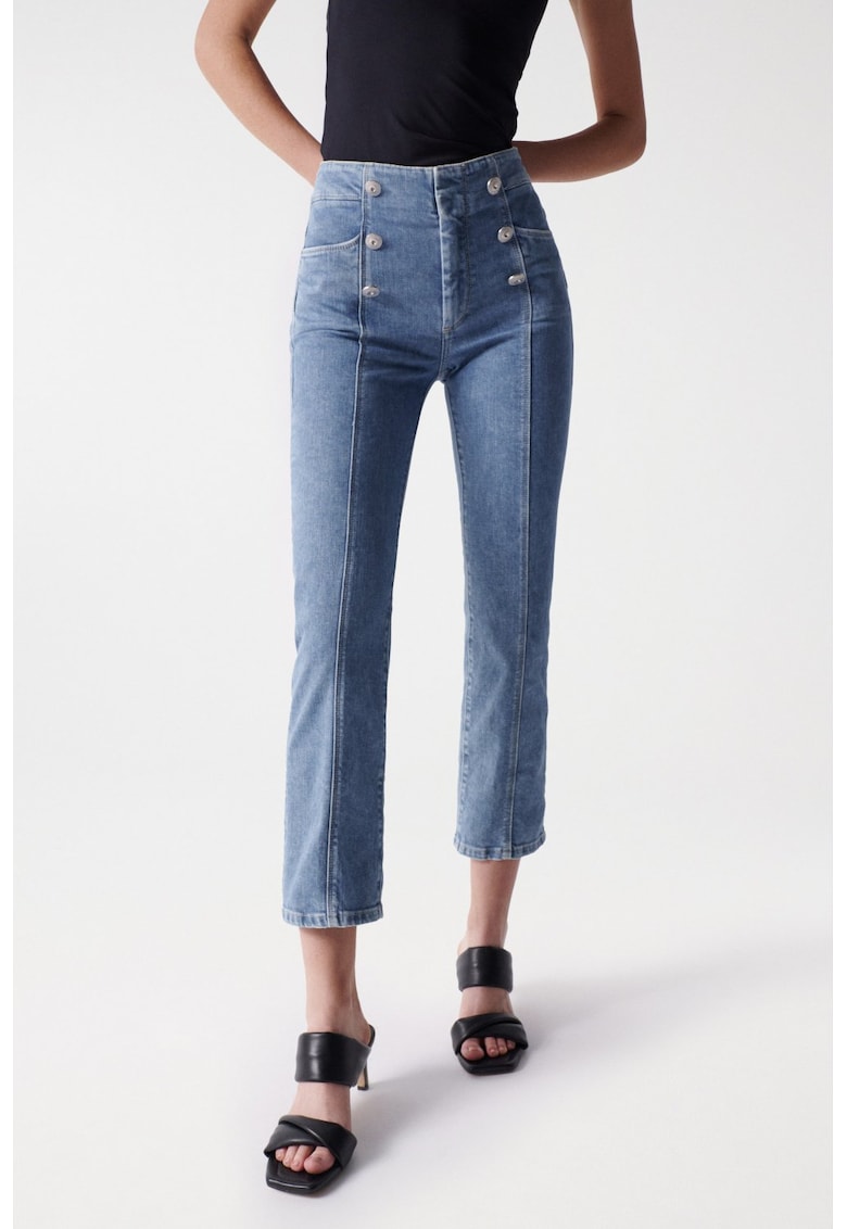 Blugi crop slim fit cu talie inalta Destiny -