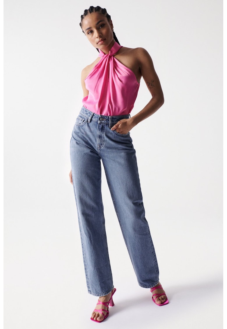 Top fără mâneci cu guler tip halter