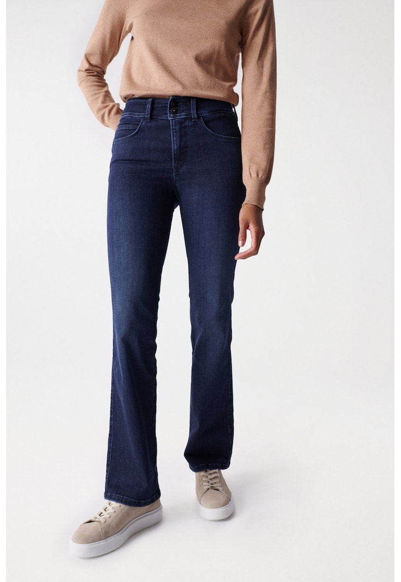 Blugi cu talie inalta si croiala bootcut