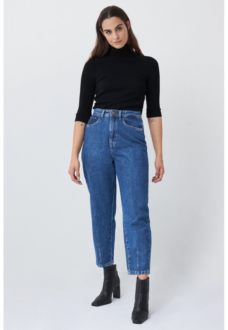 Blugi crop cu talie inalta