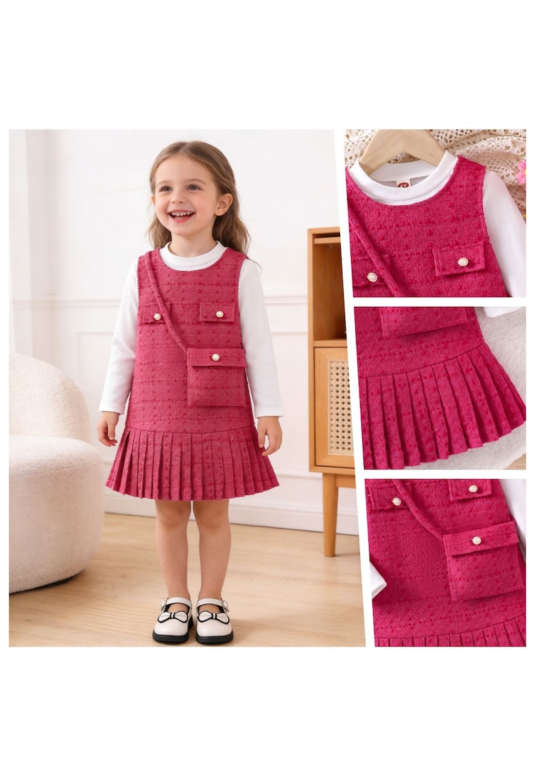 Compleu Fetite 3 Piese – Sarafan Roz - Bluza si Gentuta