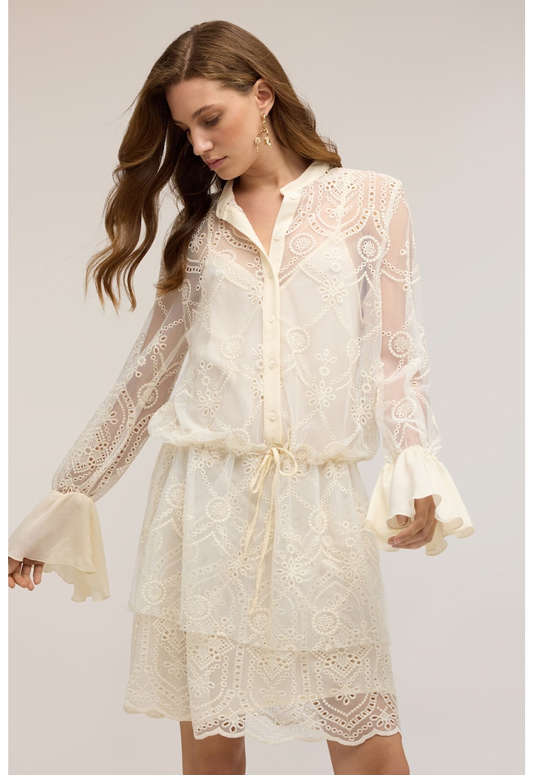 Rochie-camasa din dantela - Alb fildes