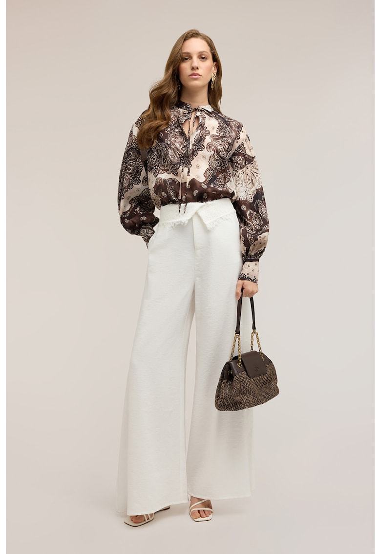 Bluza cu imprimeu paisley - Alb/Maro inchis