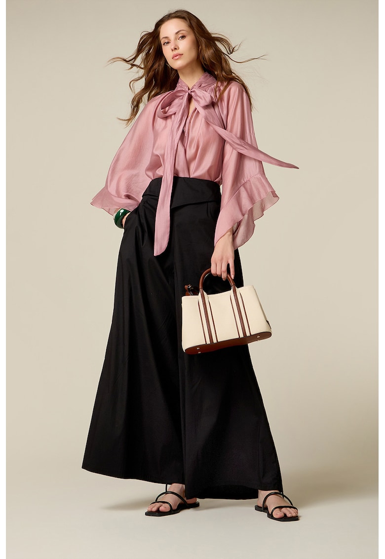 Pantalon palazzo din bumbac - Negru