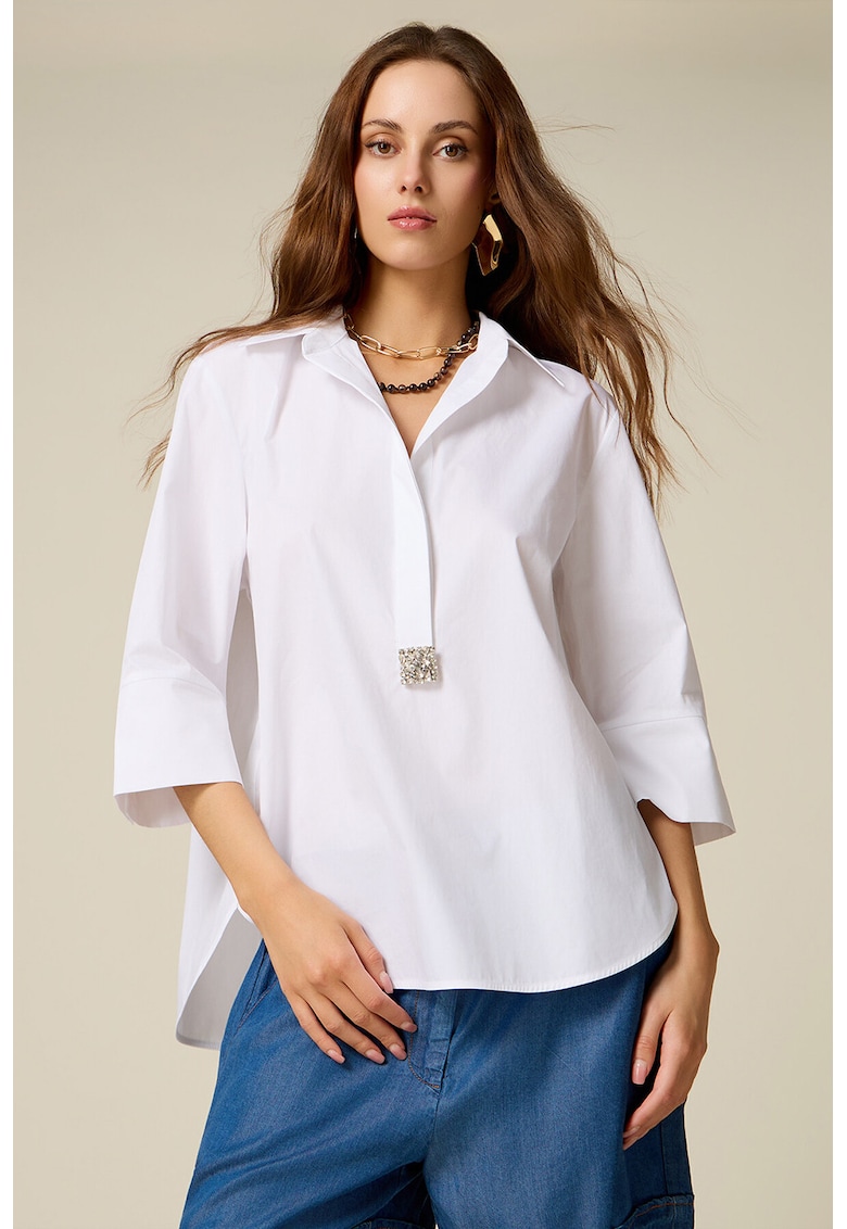 Bluza cu maneci 3/4 - Alb optic