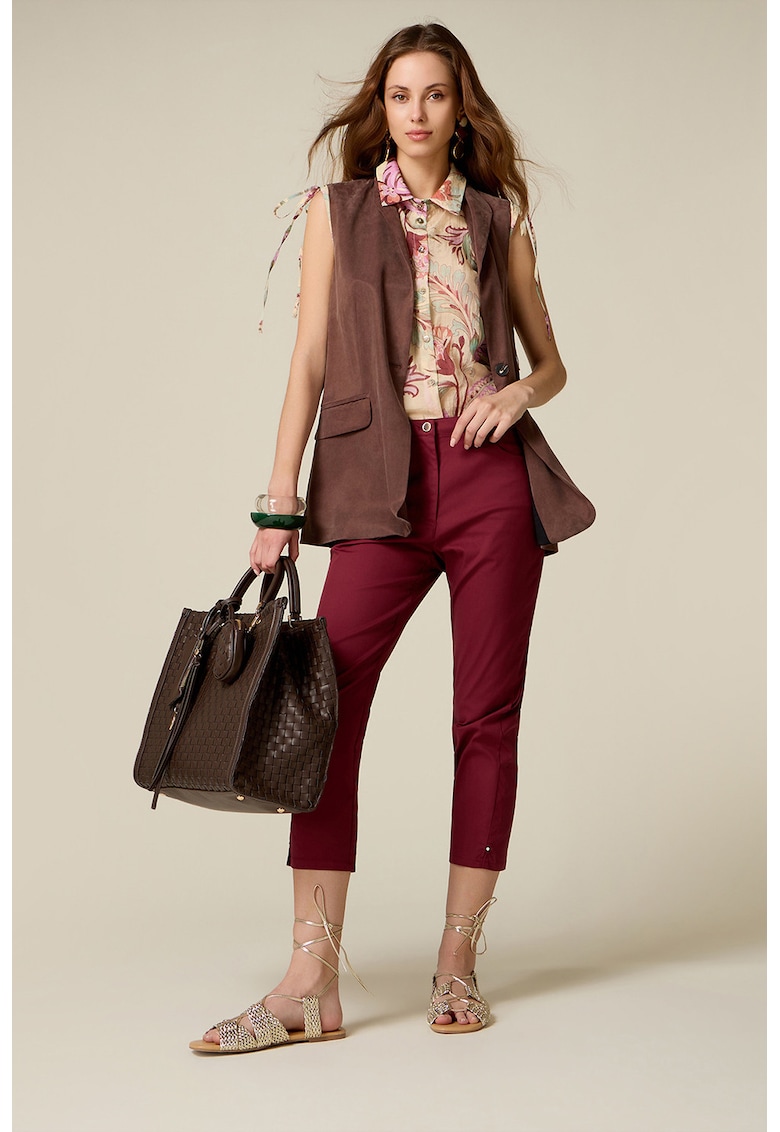 Pantaloni capri cu talie medie - Violet tyrian