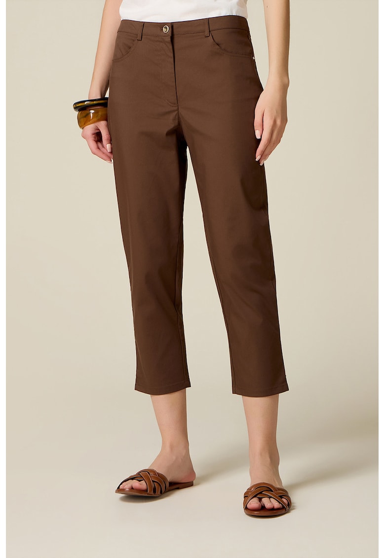 Pantaloni capri cu talie medie - Maro