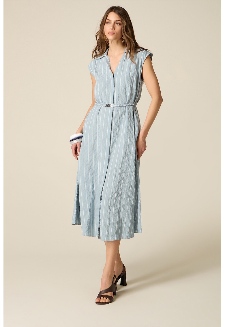 Rochie midi cu dungi - Albastru deschis