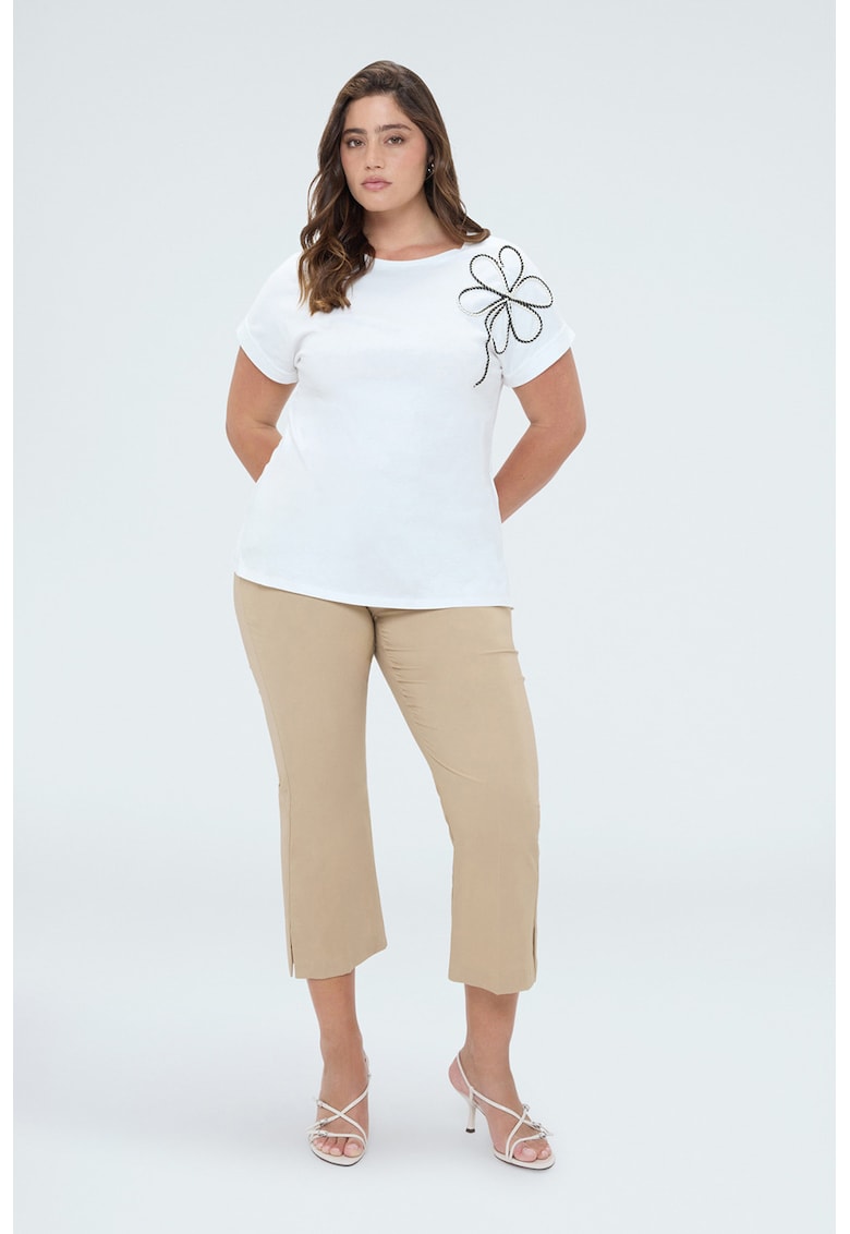 Tricou cu trifoi impletit - Alb optic
