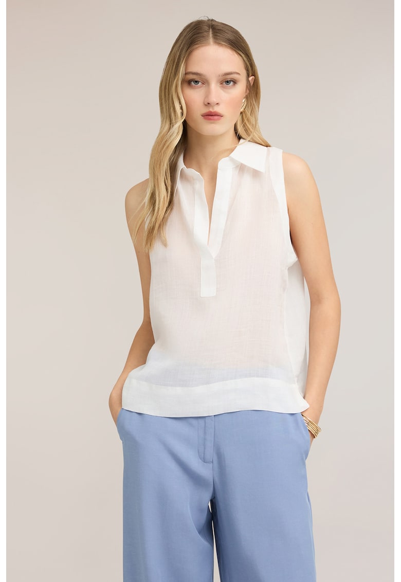 Bluza semitransparenta fara maneci - Alb