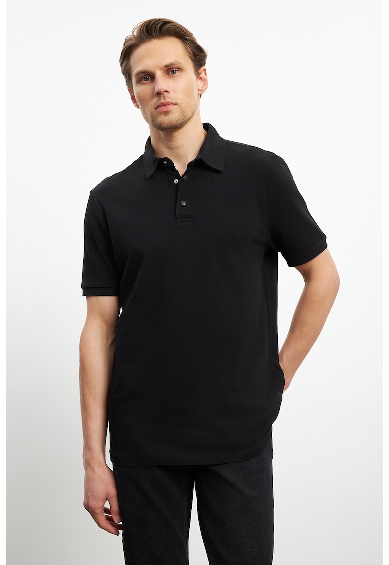 Tricou polo cu model uni - Negru