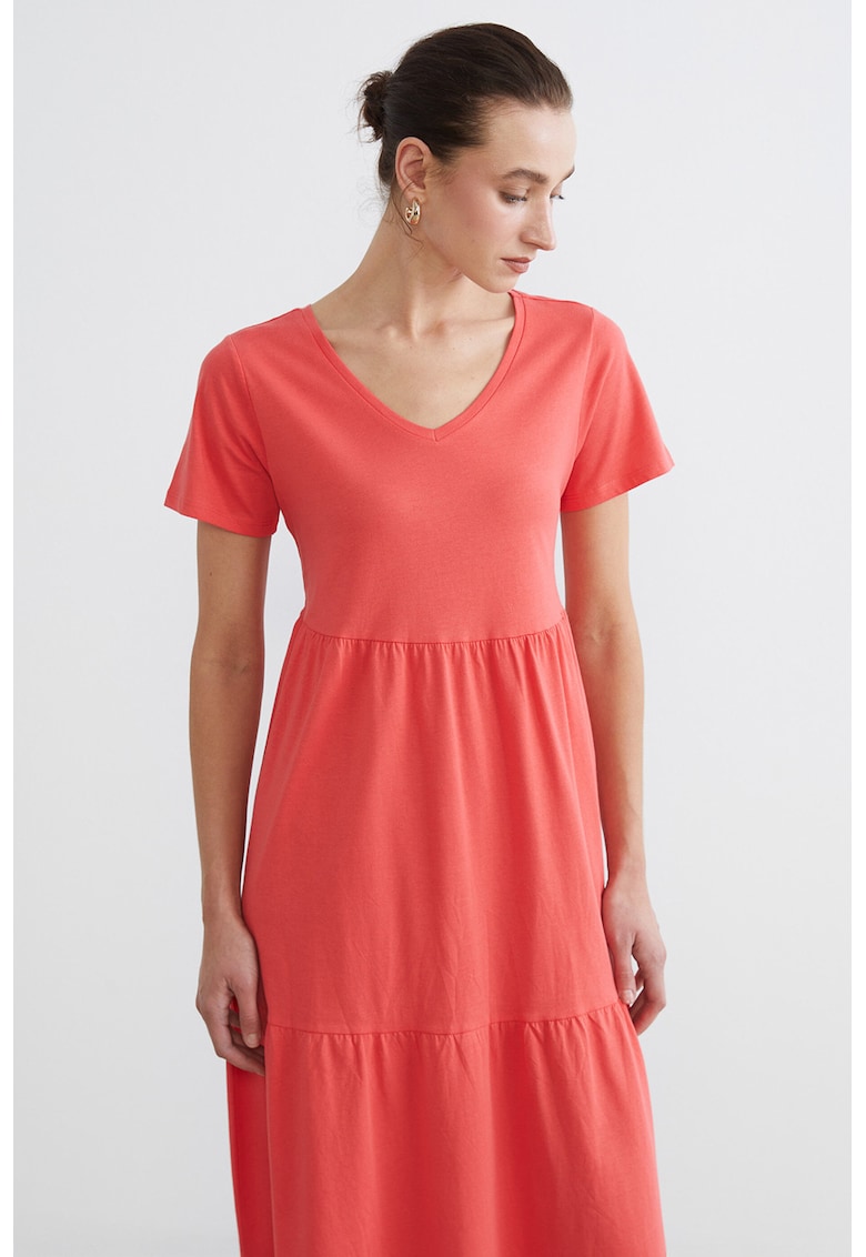 Rochie de bumbac cu aspect stratificat - Coral