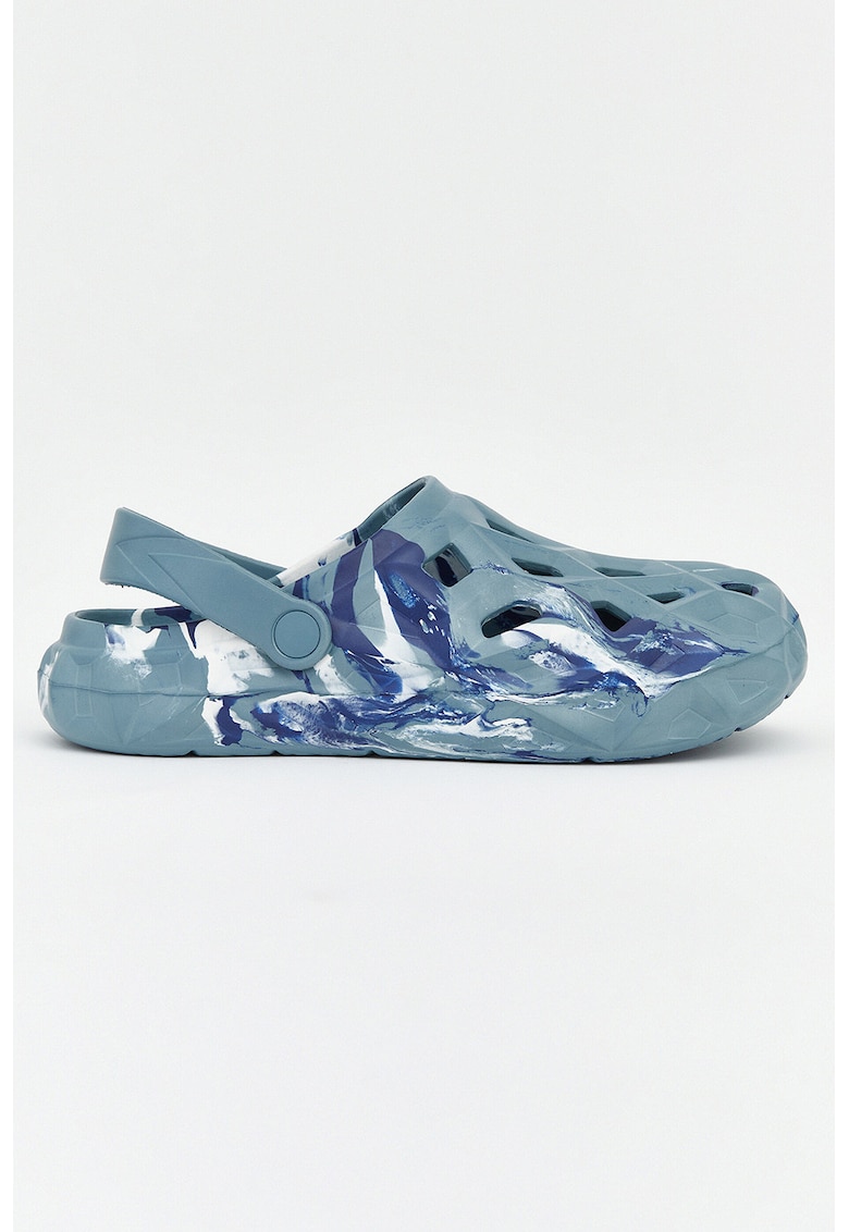 Saboti slingback cu model - Albastru prafuit