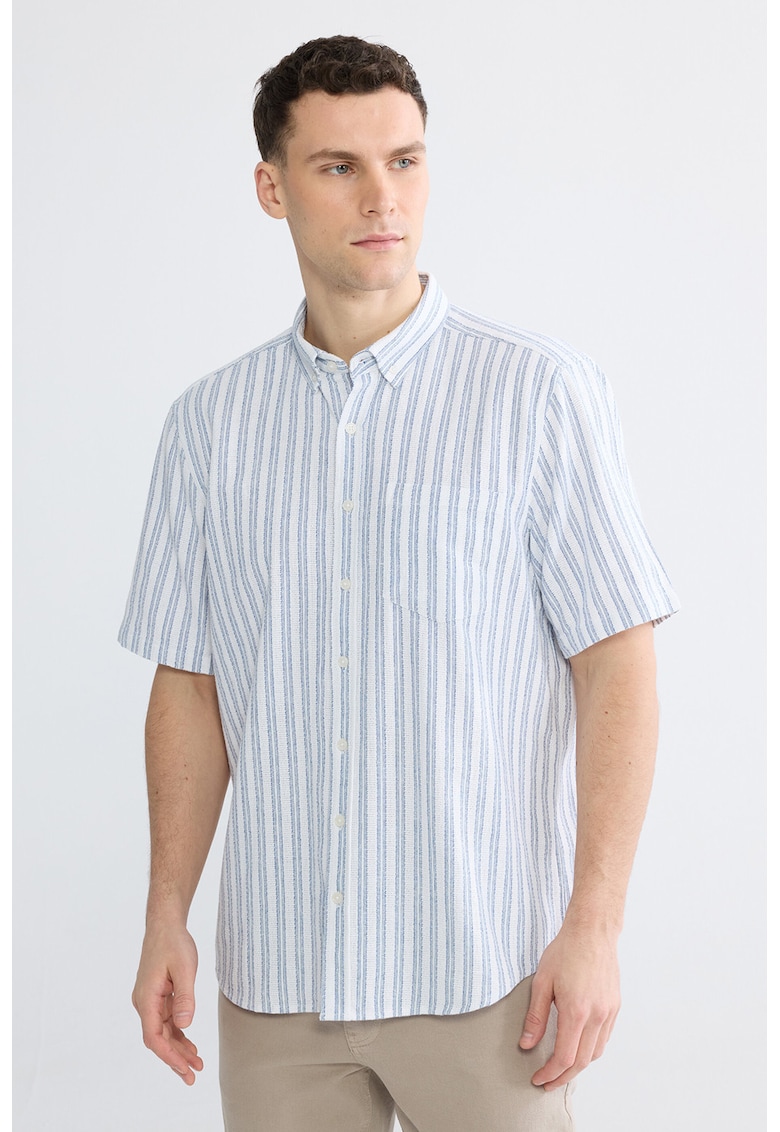 Camasa Oxford cu dungi - Alb/Bleumarin