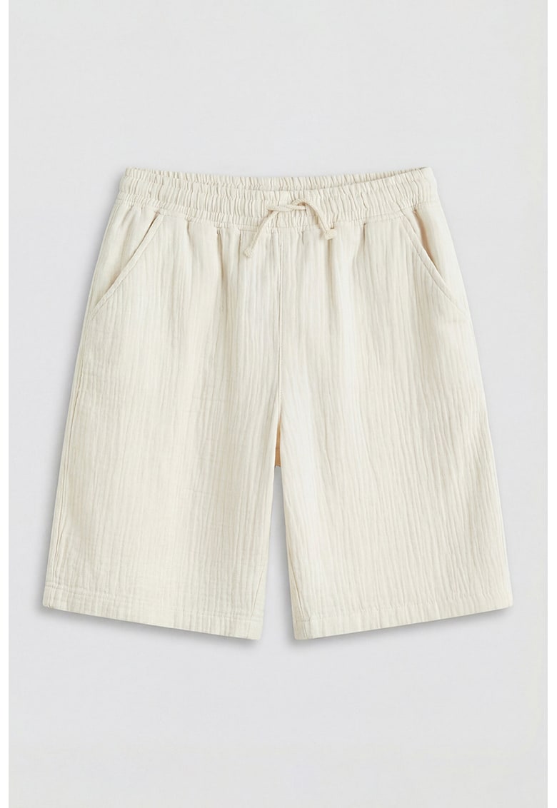 Pantaloni scurti cu aspect creponat - Bej deschis