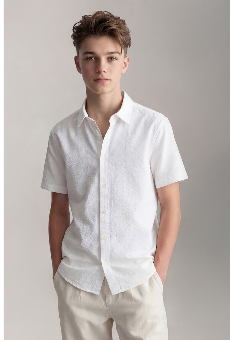 Camasa regular-fit cu model uni - Alb