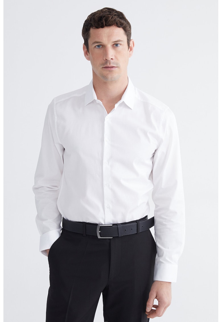 Camasa slim fit de bumbac - Alb optic