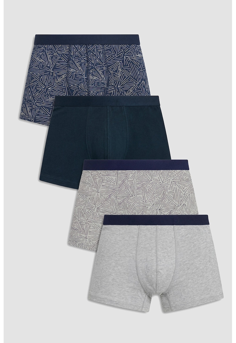 Set de boxeri cu model - 4 perechi - Negru/Gri melange/Bleumarin