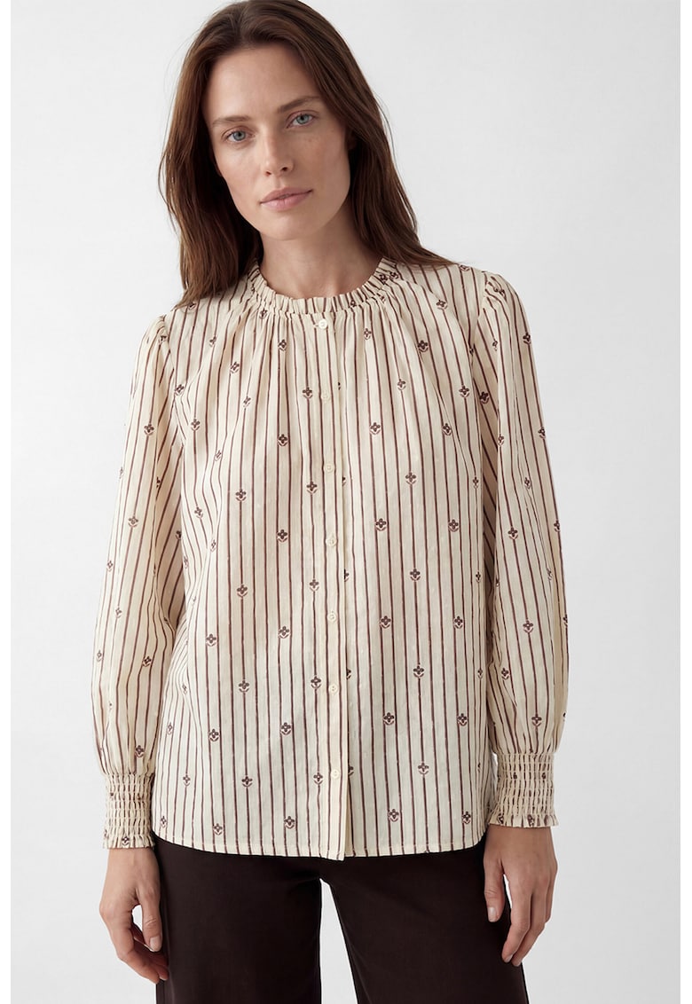 Bluza din bumbac cu imprimeu - Maro cognac/Bej deschis