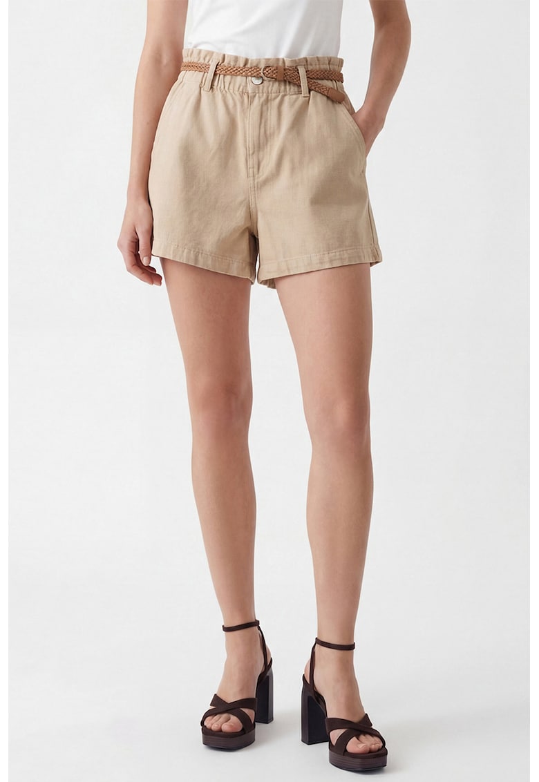 Pantaloni scurti din bumbac cu buzunare - Bej deschis