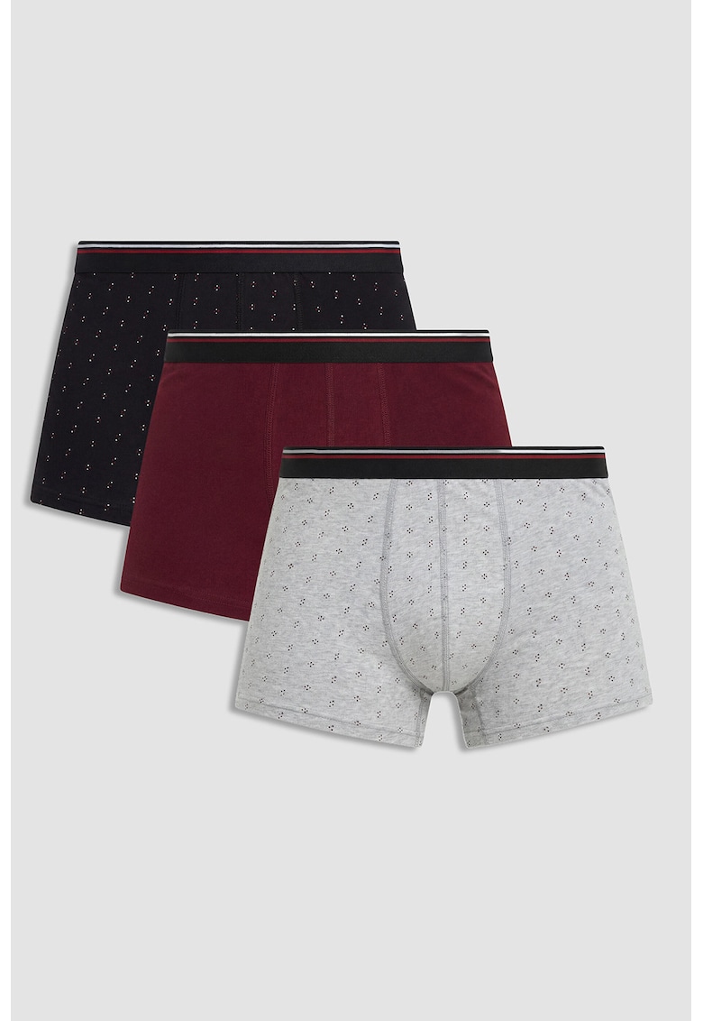 Set de pantaloni scurti cu imprimeu - 3 piese - Visiniu/Negru/Gri deschis melange