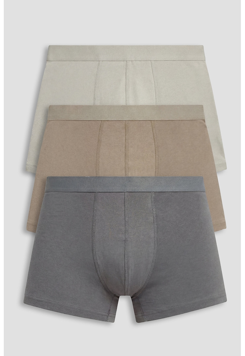 Set de boxeri cu model uni - 3 perechi - Gri/Bej