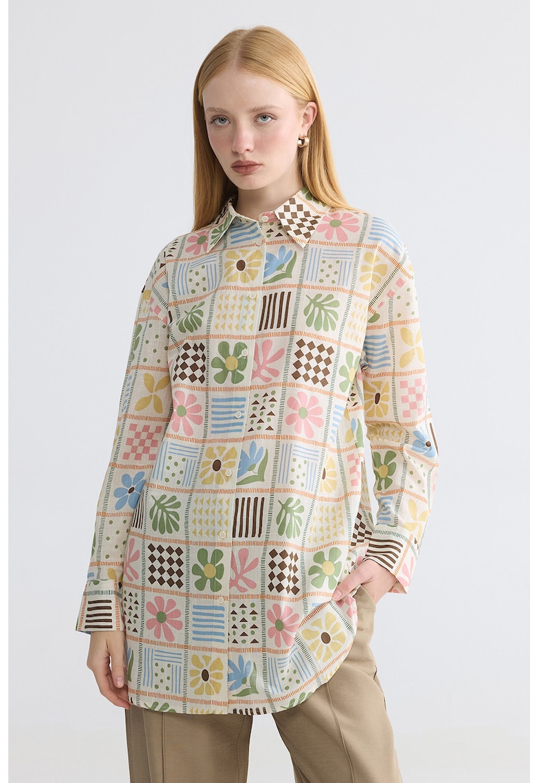 Camasa supradimensionata cu model - Multicolor