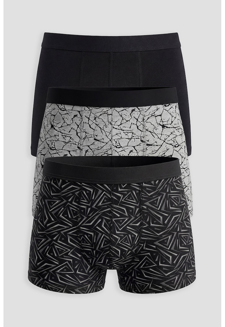 Set de boxeri cu model - 3 perechi - Negru/Gri