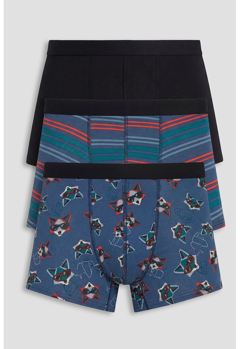 Set de pantaloni scurti cu imprimeu - 3 piese - Negru/Rosu vermillion/Albastru