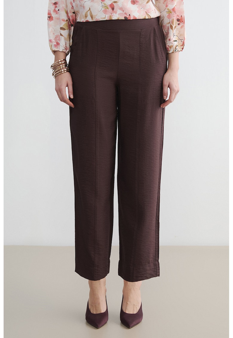 Pantaloni relaxed-fit cu buzunare laterale - Maro inchis