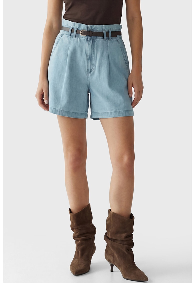 Blugi scurti din lyocell cu croiala relaxed-fit - Albastru deschis