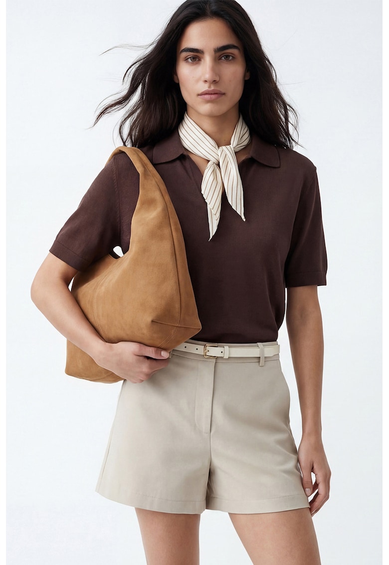 Tricou polo cu model uni - Maro inchis