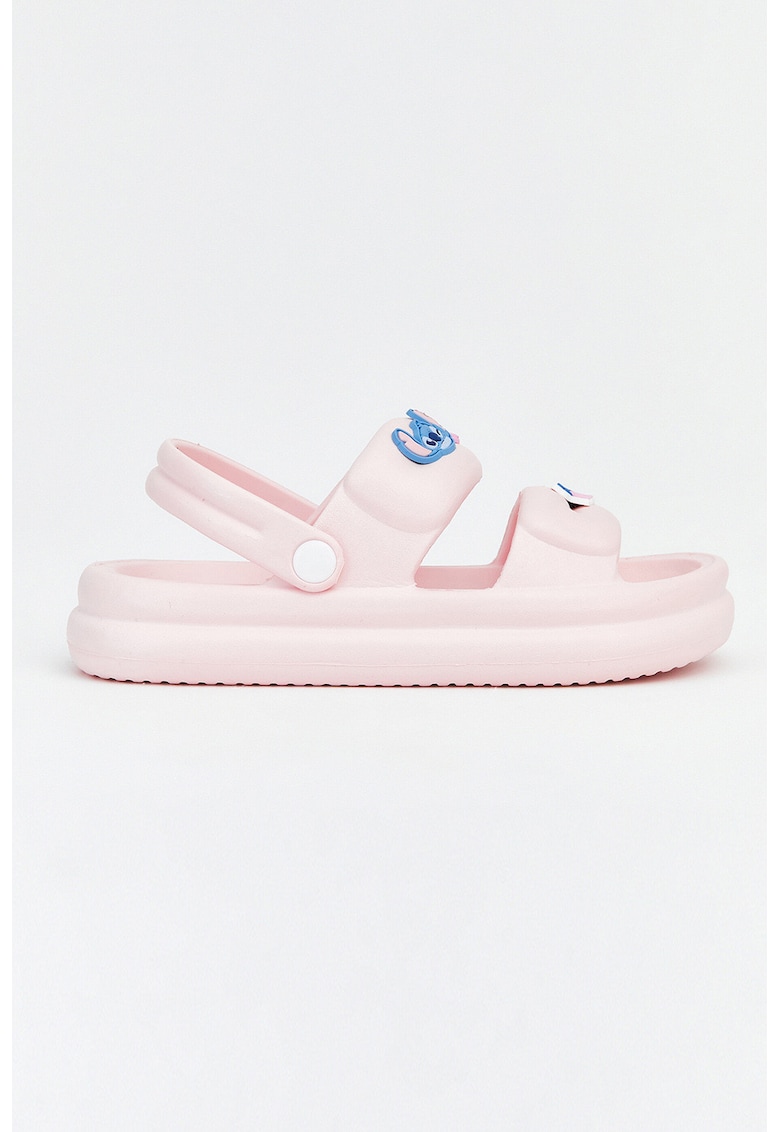 Sandale slingback cu aplicatii - Roz pastel/Albastru