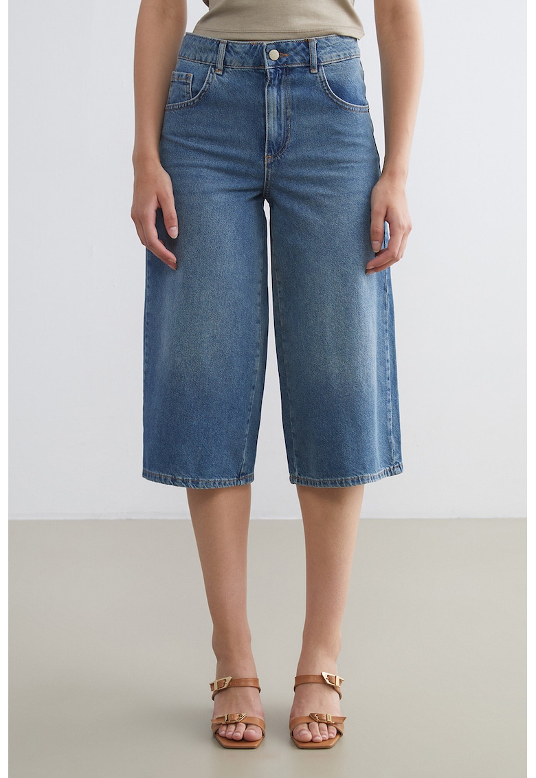 Bermude barrel din denim - Albastru pastel