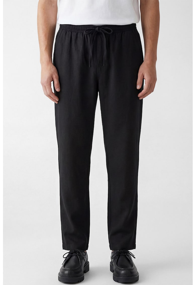 Pantaloni din bumbac cu talie ajustabila - Negru