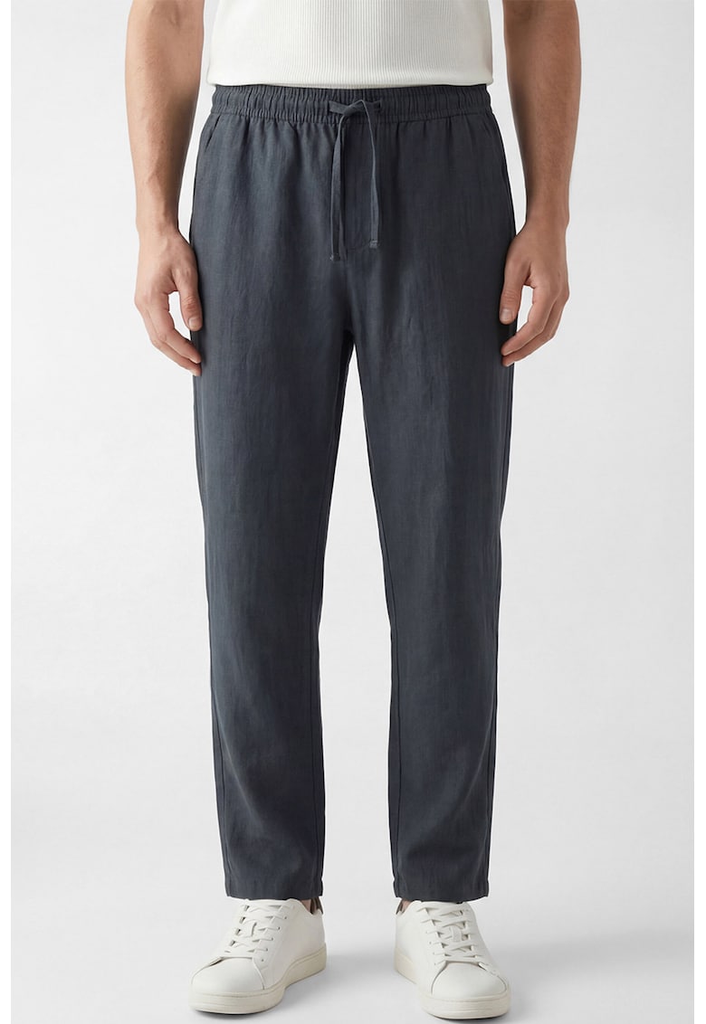 Pantaloni din bumbac cu talie ajustabila - Albastru petrol