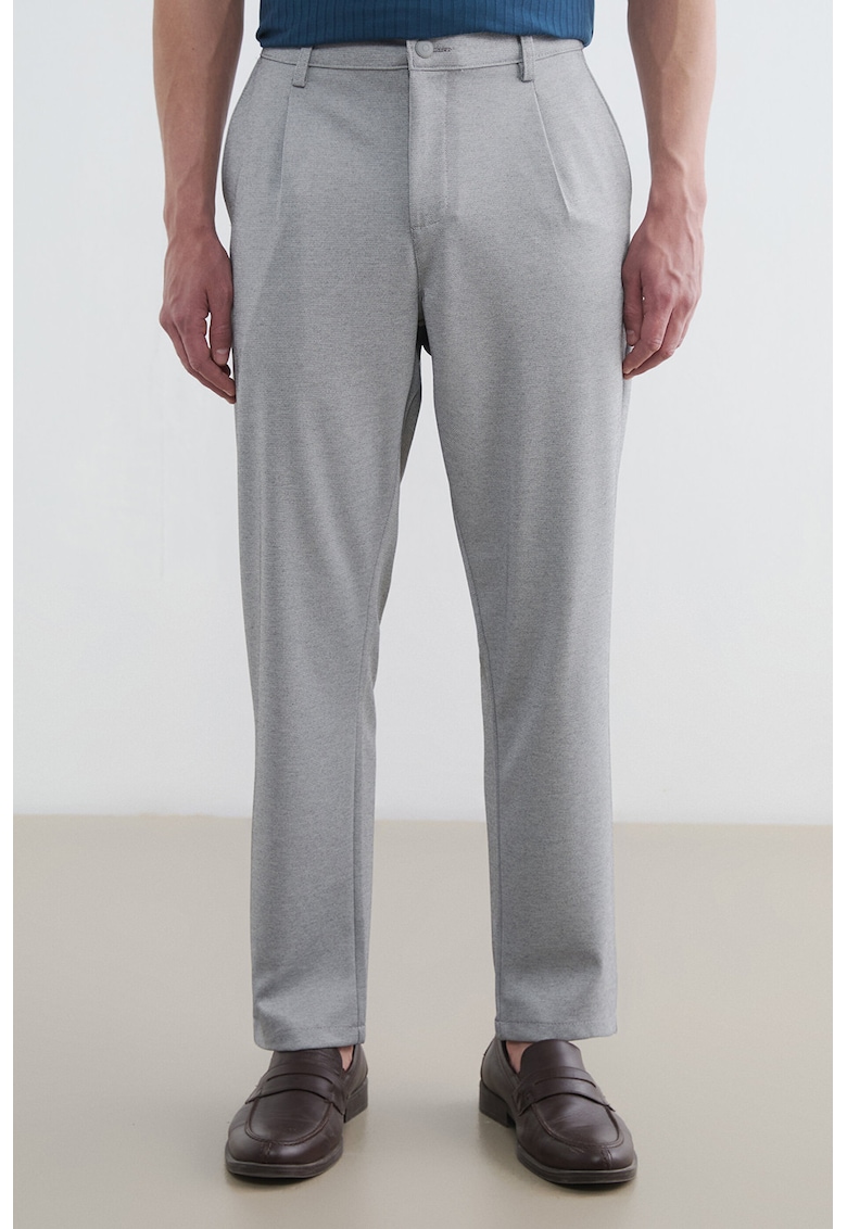 Pantaloni chino cu model uni - Gri deschis