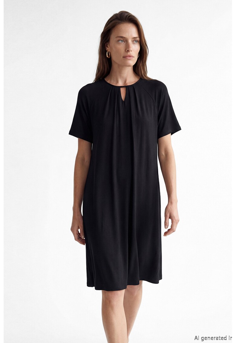Rochie cu maneci scurte si decupaj - Negru