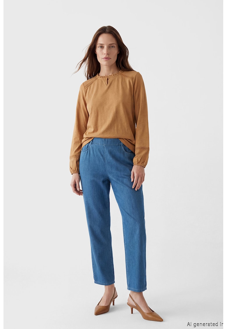Pantaloni conici cu talie elastica - Albastru cobalt