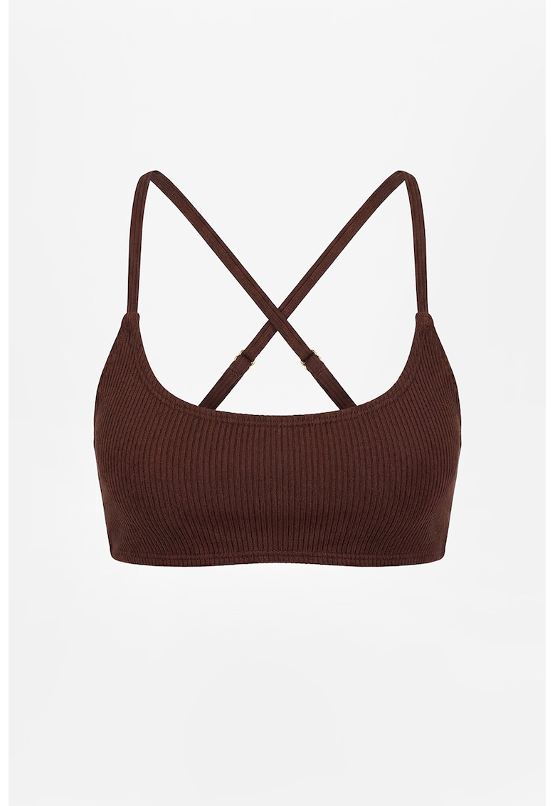 Sutien de baie cu aspect texturat - Maro inchis