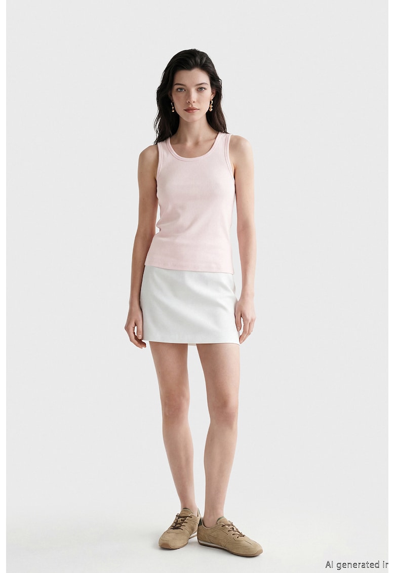 Top slim fit uni - Roz pastel