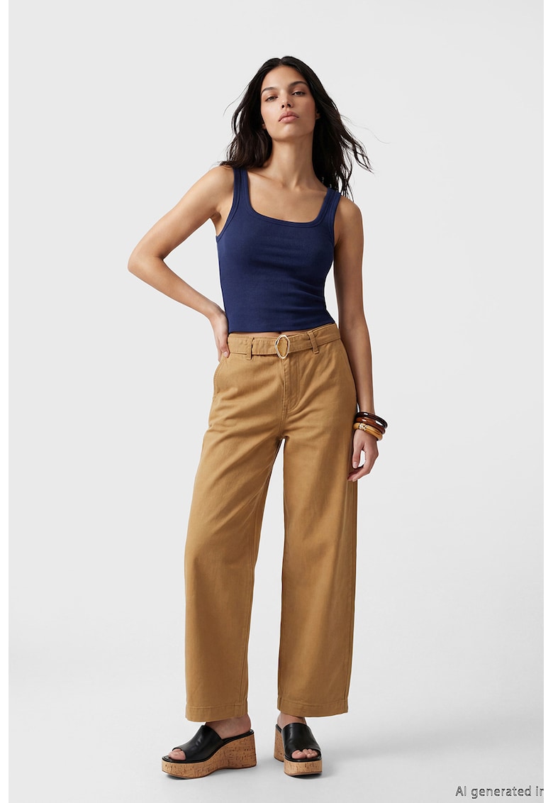 Blugi barrel fit cu talie inalta - Caramel