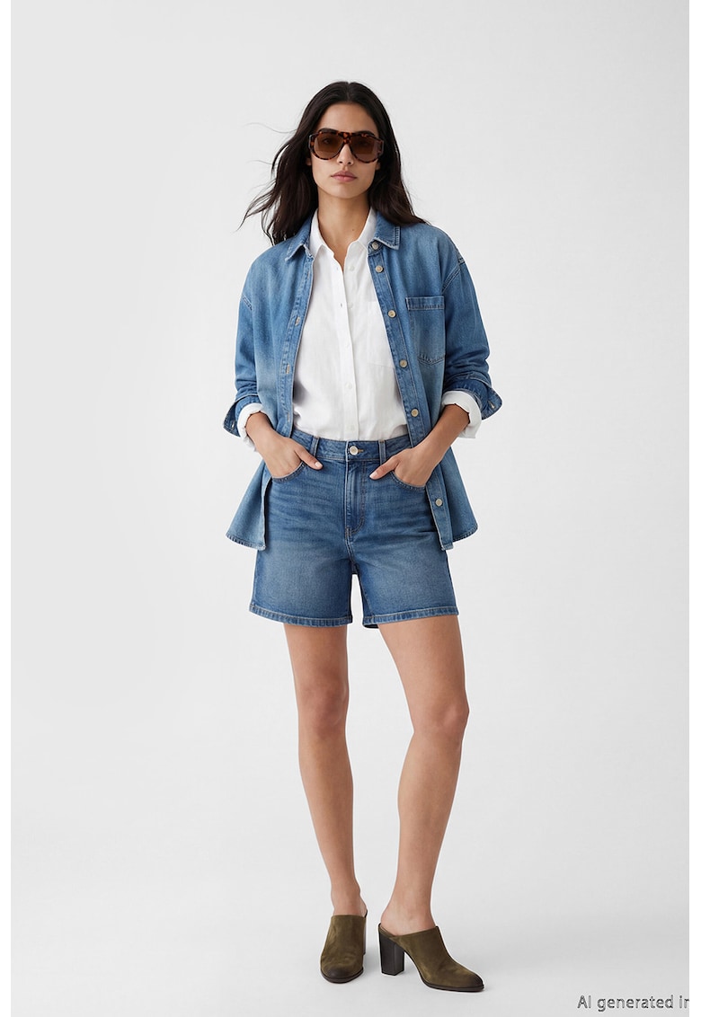 Blugi scurti regular fit - Albastru inchis