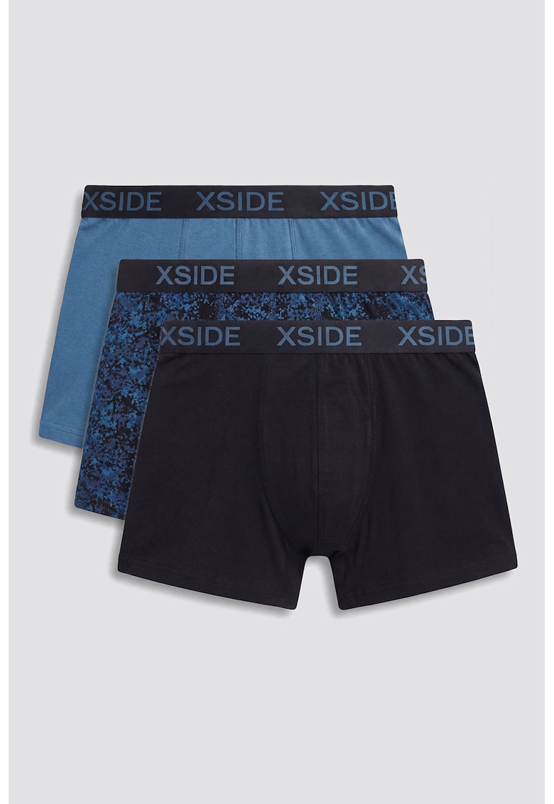 Set de boxeri din amestec de bumbac - 3 perechi - Negru/Albastru inchis/Albastru indigo