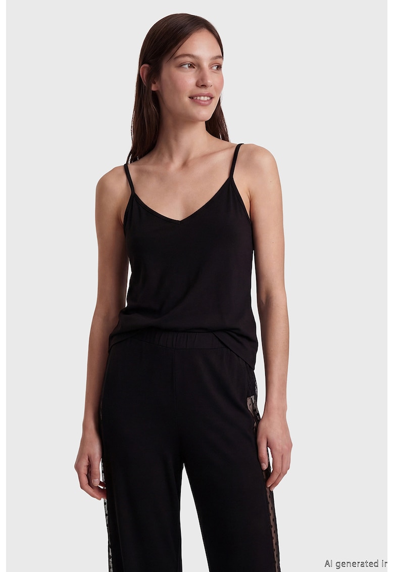 Pijama cu segment de plasa - Negru