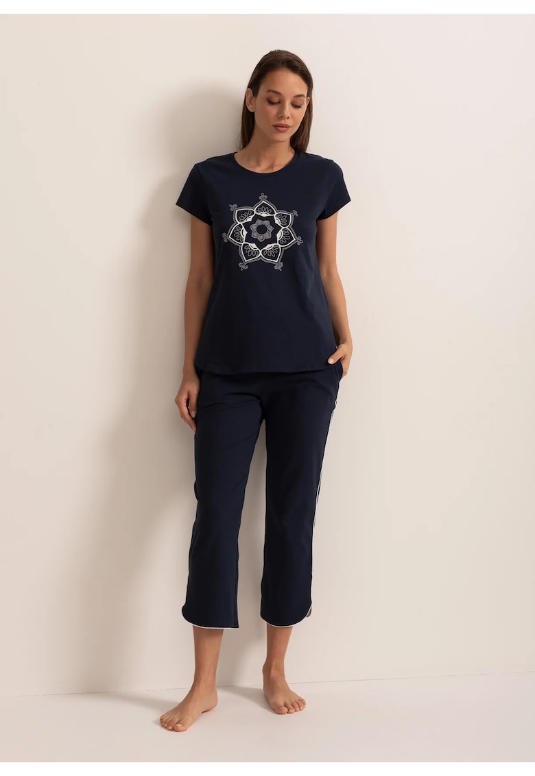 Pijama Dama Grace Bumbac - Bleumarin
