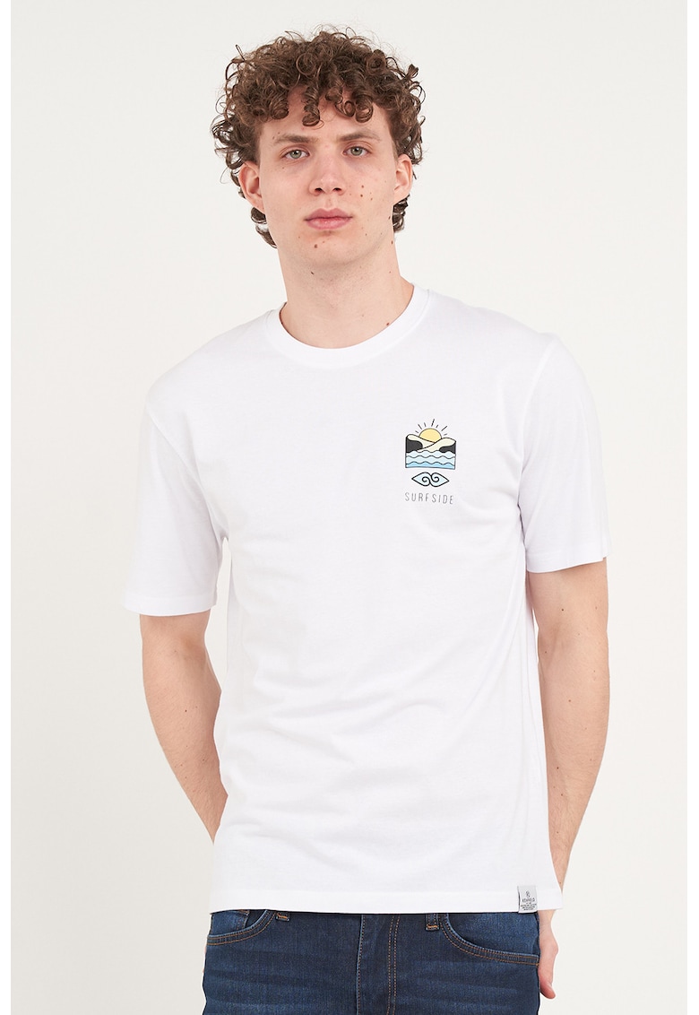 Tricou din bumbac cu imprimeu pe piept - Alb optic