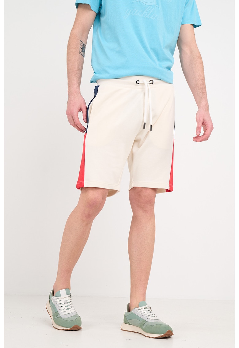 Pantaloni scurti din amestec de bumbac cu logo - Alb murdar