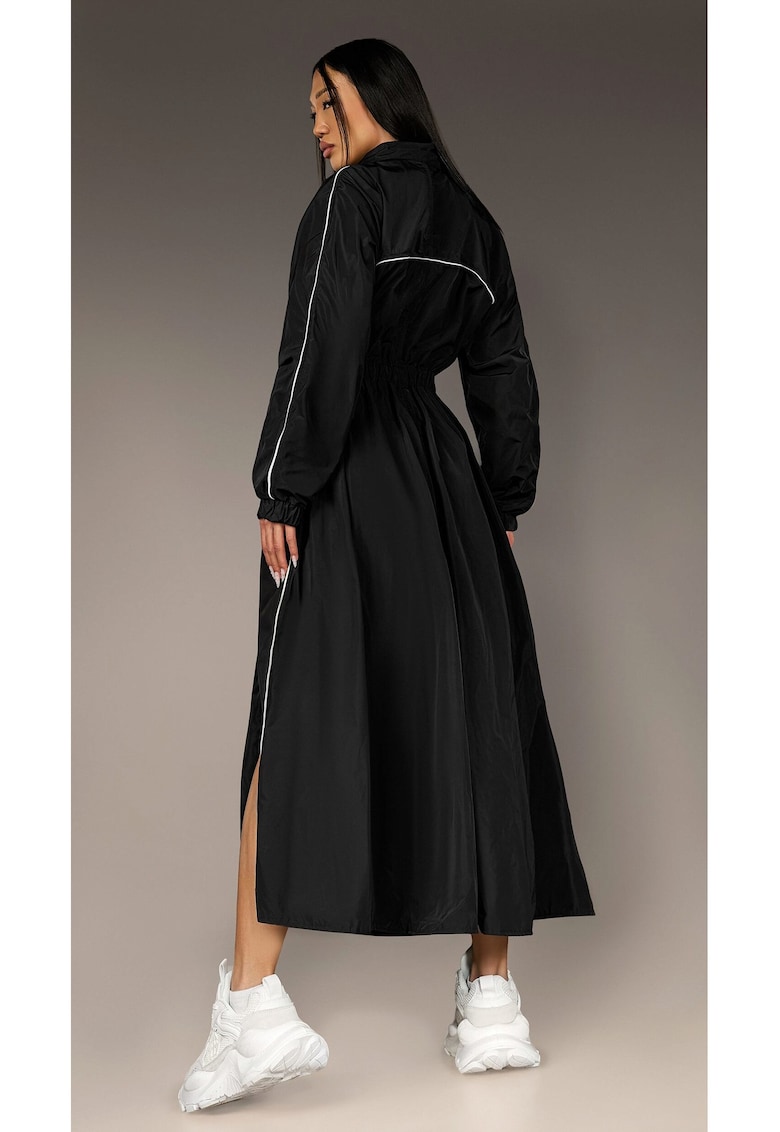 Rochie maxi cu detalii contrastante Code Ribbed - Negru